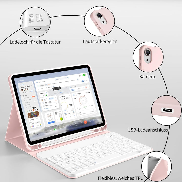 Tastatur Hülle für iPad Air 11 Zoll (M4/M3/M2, 2026/2025/2024) &amp; iPad Air 5./4. Generation 10,9 Zoll