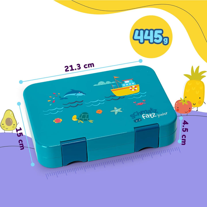 schmatzfatz Junior Brotdose Kinder mit Fächern, BPA Frei Lunchbox Kinder, Bento Box Kinder, Brotbox