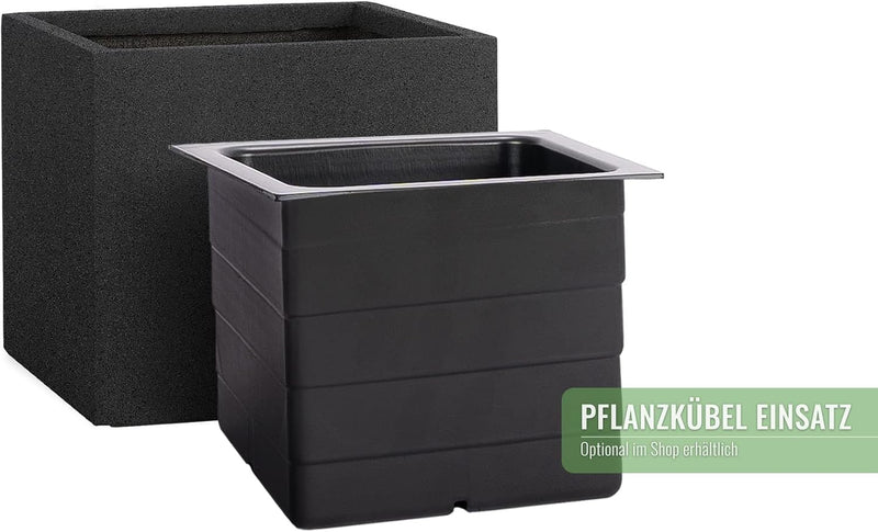 Pflanzwerk® Pflanzkübel Cube Granit Anthrazit 30x34x34cm *Frostbeständiger Blumenkübel* *UV-Schutz*