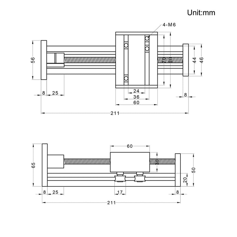 Befenybay 100mm Verfahrlänge Lineare Schienenführung Kugelumlaufspindel SFU1605 mit NEMA17 Schrittmo