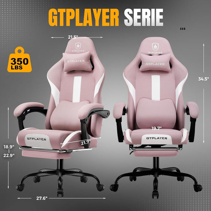 GTPLAYER Gaming Stuhl, Gamer Stuhl, Atmungsaktiver Bürostuhl aus Hochwertigem Stoff, Ergonomischer P