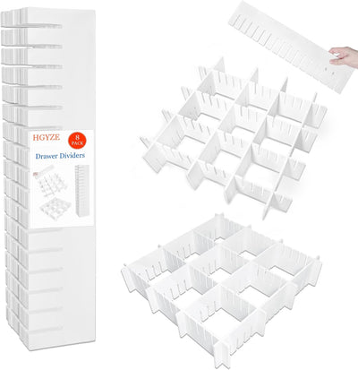 HGYZE Schubladentrenner Verstellbar 9cm Hoch, Schubladenteiler 42cm länge, Weiss Schubladen Organize