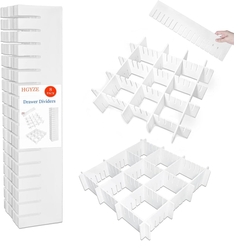 HGYZE Schubladentrenner Verstellbar 9cm Hoch, Schubladenteiler 42cm länge, Weiss Schubladen Organize