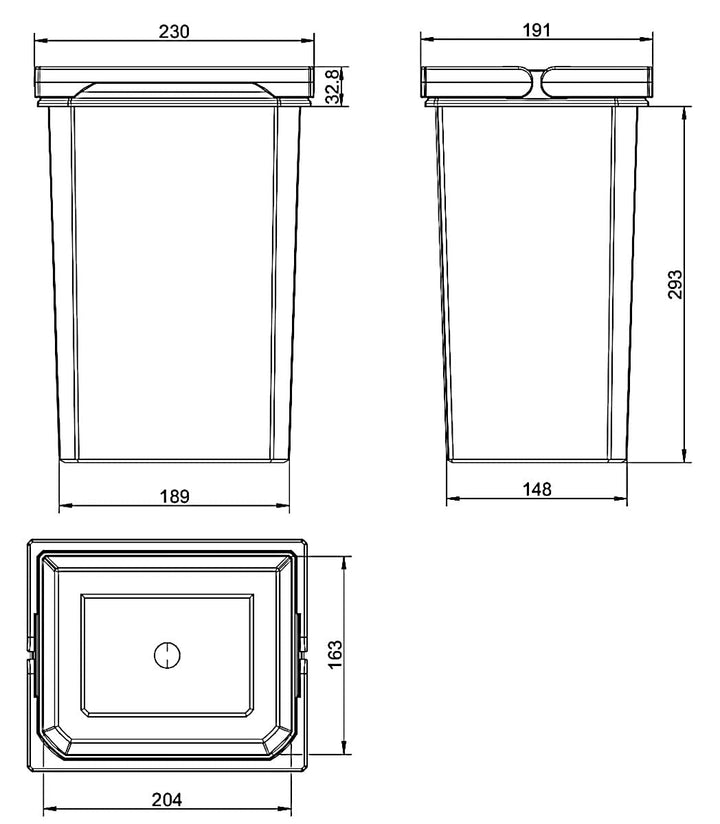 Naber Mülleimer | Modell 8013344 | Volumen 10L | 230 x 191 x 326 mm | Kunststoff Anthrazit