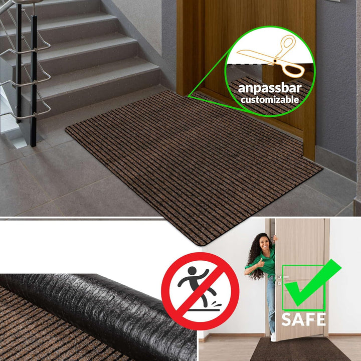 ANRO Schmutzfangmatte Mischa Braun 120 x 80 cm – grosse rutschfeste Bodenmatte für innen & aussen |