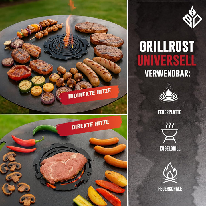 Branding Grillrost 6mm für Feuerplatte | Plancha | Grillplatte mit 20cm Feuerloch
