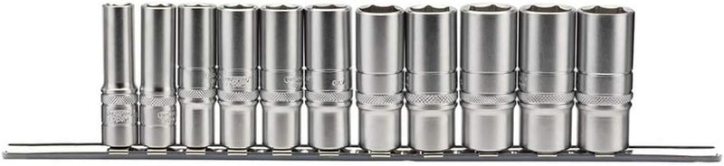 DRAPER d11ad/SR 3/20,3 cm SQ. DR. Imperial Deep Socket Set auf Metallschiene (11 Stück), blau