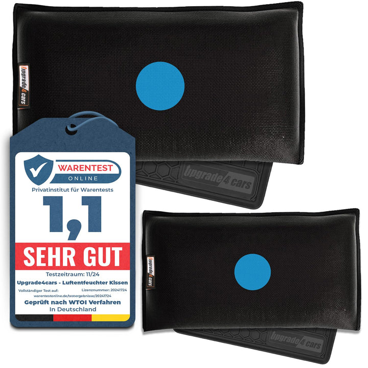 2 x Upgrade4cars Auto Luftentfeuchter Kissen 1 kg wiederverwendbar mit Restart-Funktion | Silica Gra