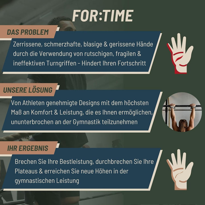 FOR:TIME FITNESS - Handgriffe für Crossfit Gymnastik-Workouts - Ultraklebriger Handschutz mit Handge