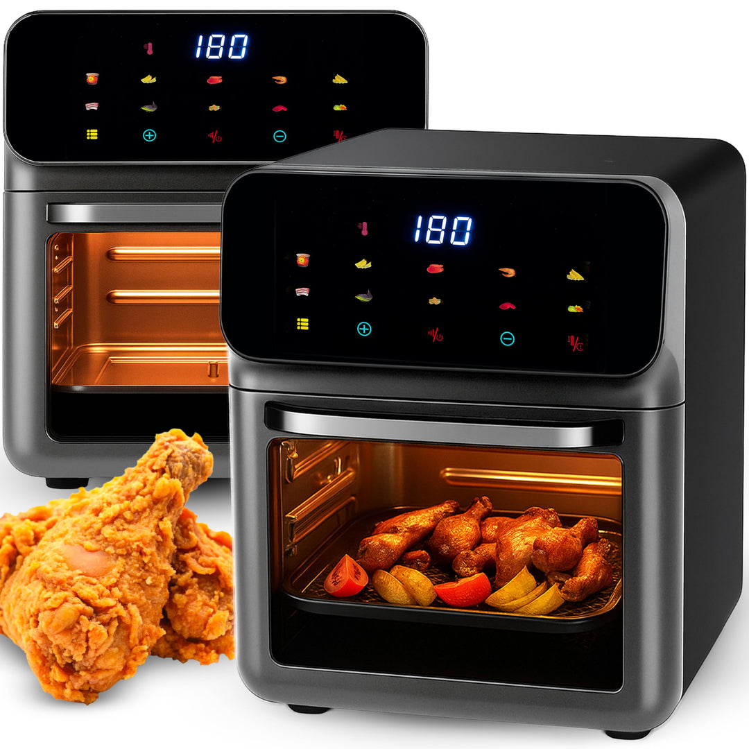 Retoo Heissluftfritteuse mit Backofenfunktion 12 L– Airfryer mit Sichtfenster & 10 Programmen 1350 W