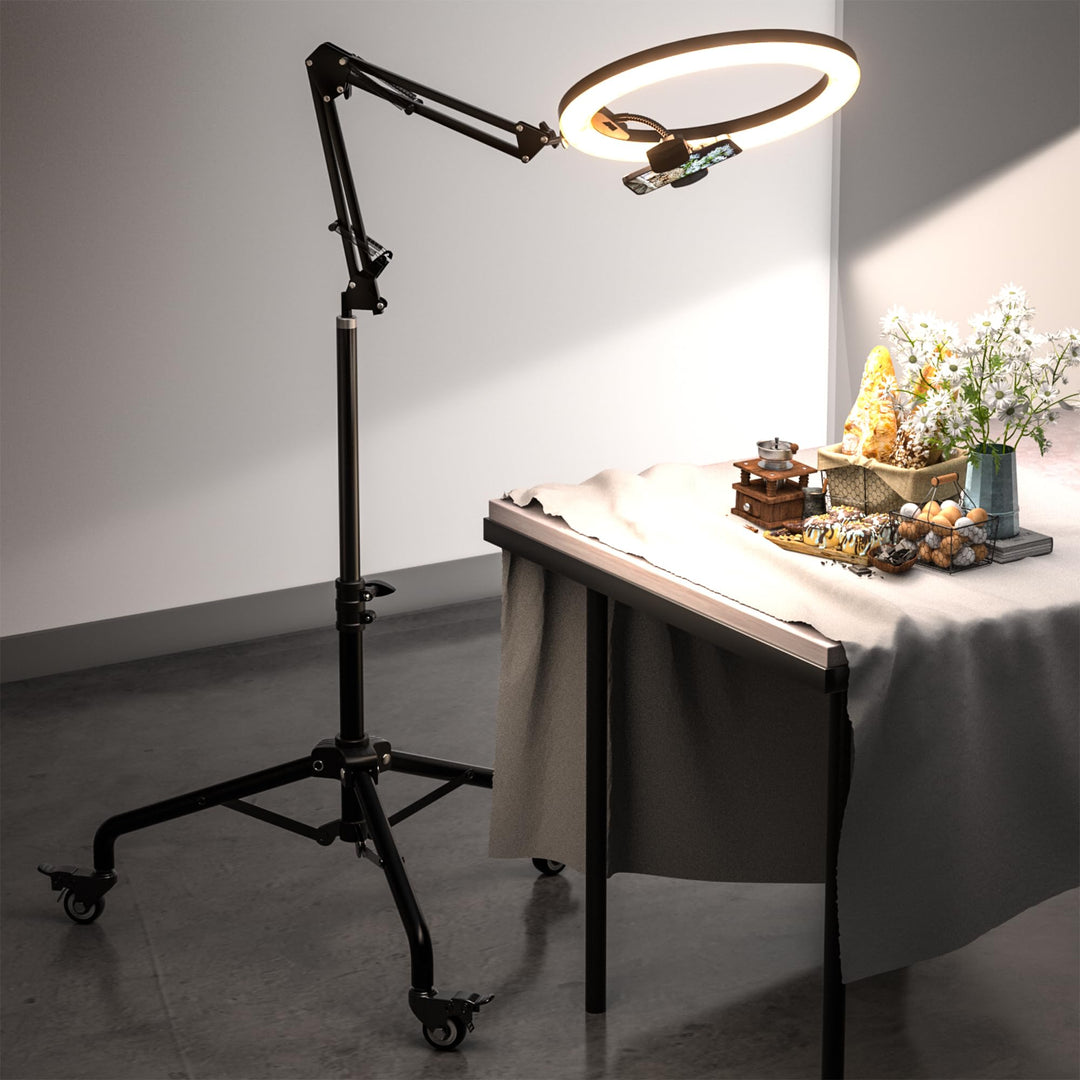 UBeesize Ringlicht mit Stativ, 12 Zoll Selfie Ringlicht Riemenscheibe Stil Verstellbarer Overhead St