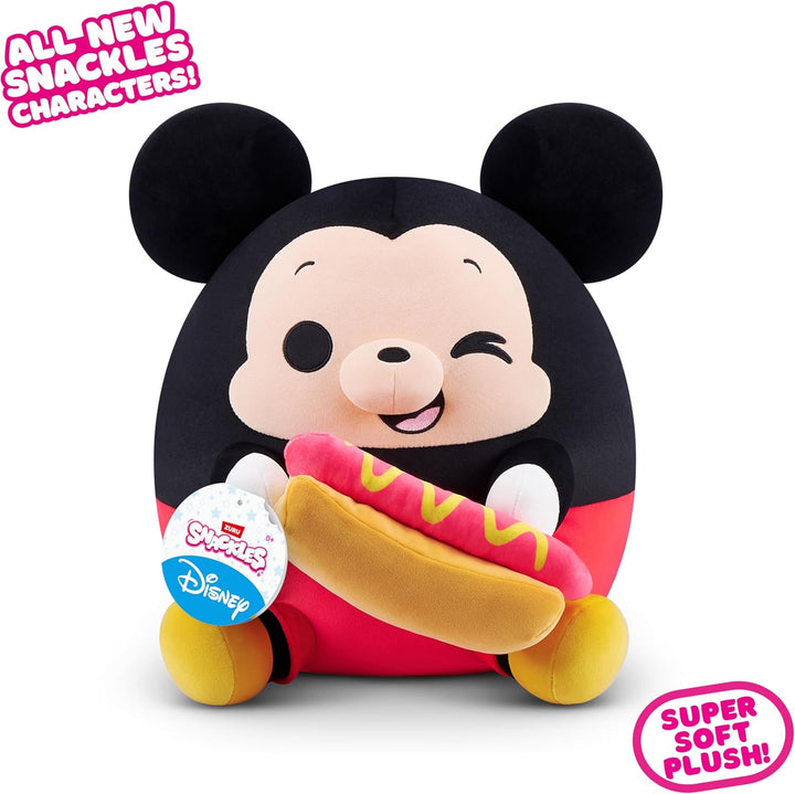 Snackles Disney 35 cm grosses Plüschspielzeug von ZURU, Plüschspielzeug mit Snack-Accessoire (Mickey