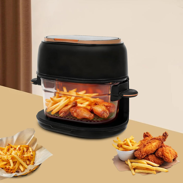 Air Fryer Heissluftfritteuse Glas 4L, Ölfrei Fritteuse mit Touch Display, 1350W, Timer &amp; Temperaturr