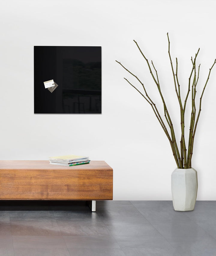 SIGEL GL110 Premium Glas-Magnettafel 48 x 48 cm schwarz hochglänzend, TÜV geprüft, einfache Montage,