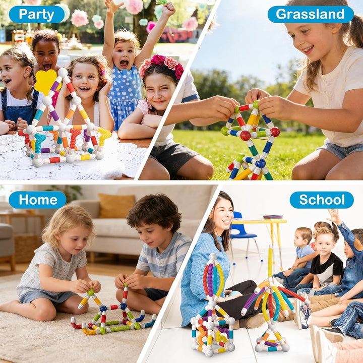 Magnetbaukasten 64 Teile für Kinder, Magnetbausteine mit 22 Kugeln & 42 Stäben, Lernspielzeug STEM 3