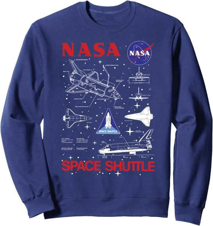NASA Space Shuttle Schematic Blue Print Sweatshirt