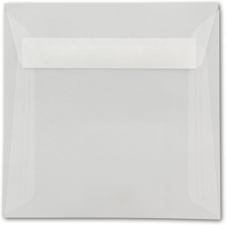 100 Stück - Briefumschläge Transparent Quadratisch - Transparent - Umschläge Durchsichtig - Haftkleb