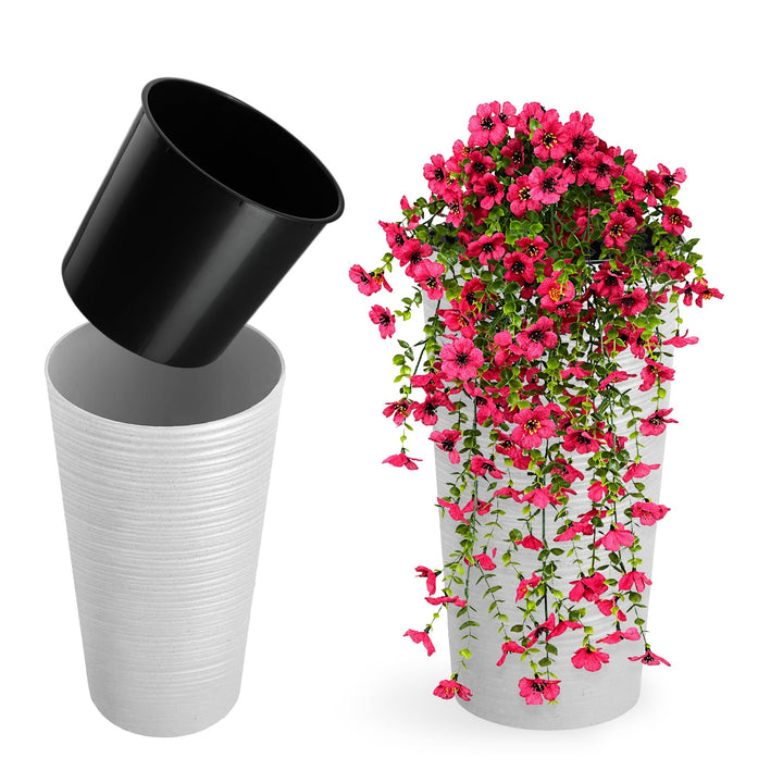 KADAX Blumentopf mit Holzspänen, eleganter Übertopf mit herausnehmbarer Einlage, Blumentopfschutz fü