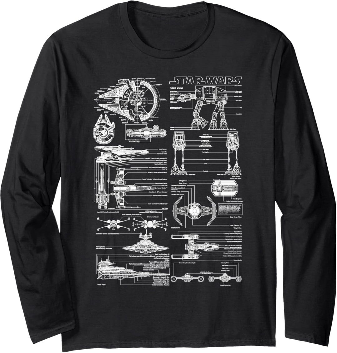 Star Wars Starships Schematics Poster Langarmshirt