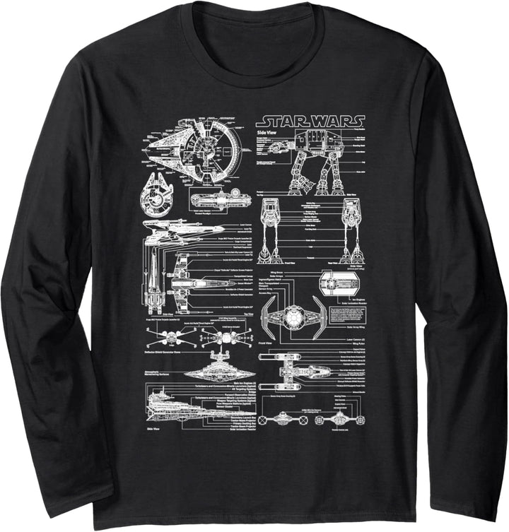 Star Wars Starships Schematics Poster Langarmshirt