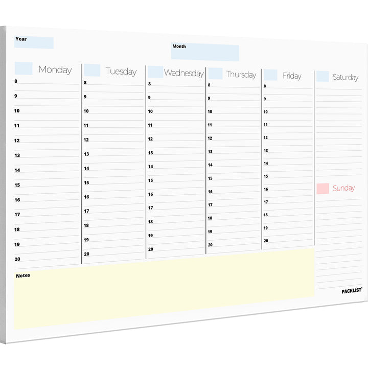Weekly Planner Pad A4 - Stylish Undated Weekly Organiser, 52 Pages for Home, Study, Work & Family Pl