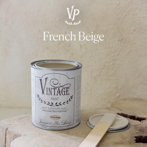 Jeanne d'Arc Living Vintage Paint Kreidefarbe 700 ml/23,6oz Chalk Kalkfarbe JDL Malen (French Beige)