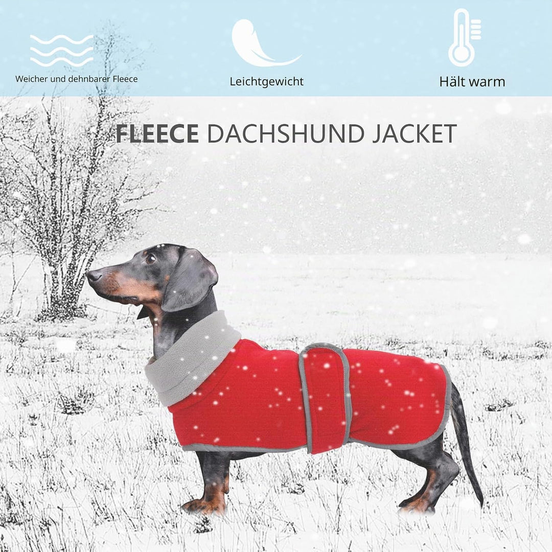 Geyecete-Polarfleece Winter hundemantel fur Dackel,Miniatur Dackel Pullover,Warmes Einstellbar Hunde