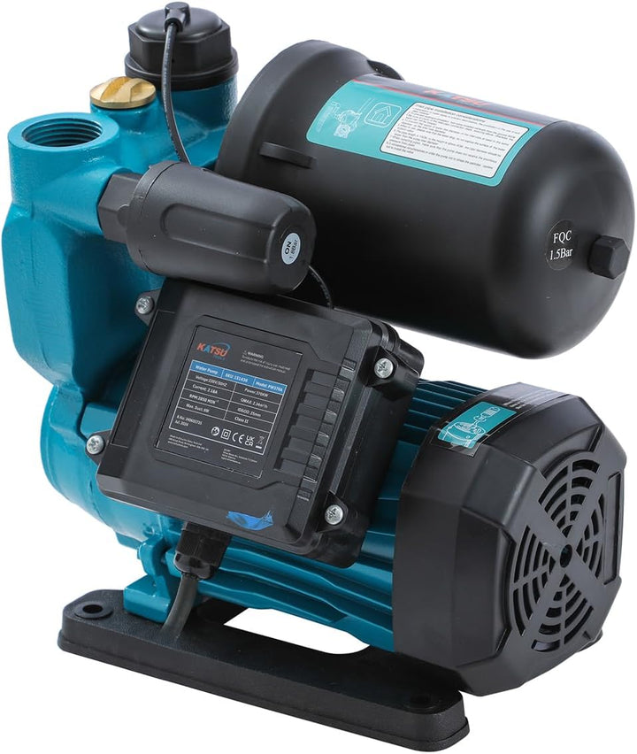 KATSU Wasserpumpe Hauswasserwerk Gartenpumpe 370W, Abschaltautomat mit einstellbarer Druckregelung,