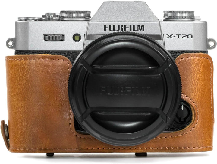 MegaGear MG983 Ever Ready Leder Kamera-Case mit Trageriemen kompatibel mit Fujifilm X-T30, X-T20, X-