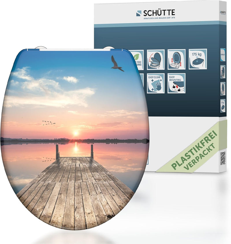 Schütte WC-Sitz SUNSET SKY mit Absenkautomatik, Toilettendeckel mit Motiv und Schnellverschluss für