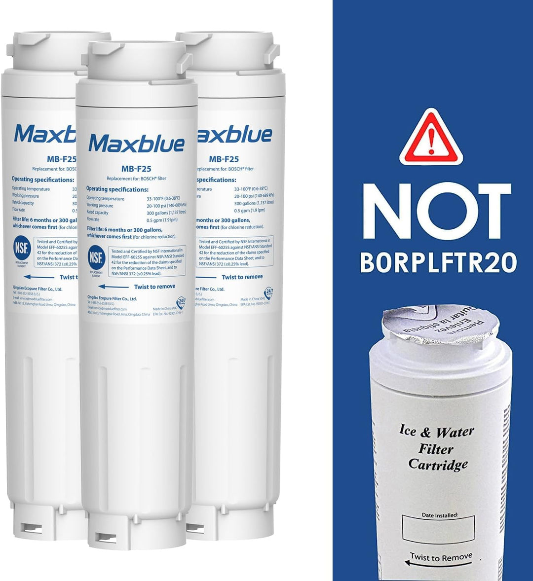Maxblue 644845 Kühlschrank Wasserfilter Kompatibel mit Bosch UltraClarity 644845, 00740560, 740560,