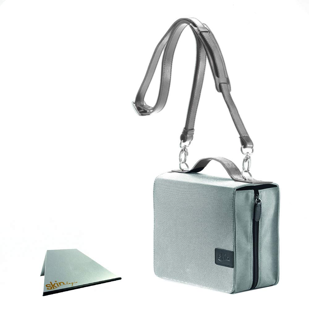 SchönfelderSkin, (Nylon-Leder) silverstone (steingrau) mit Alu-Buchstütze: Buchhüllen-Tasche mit Alu