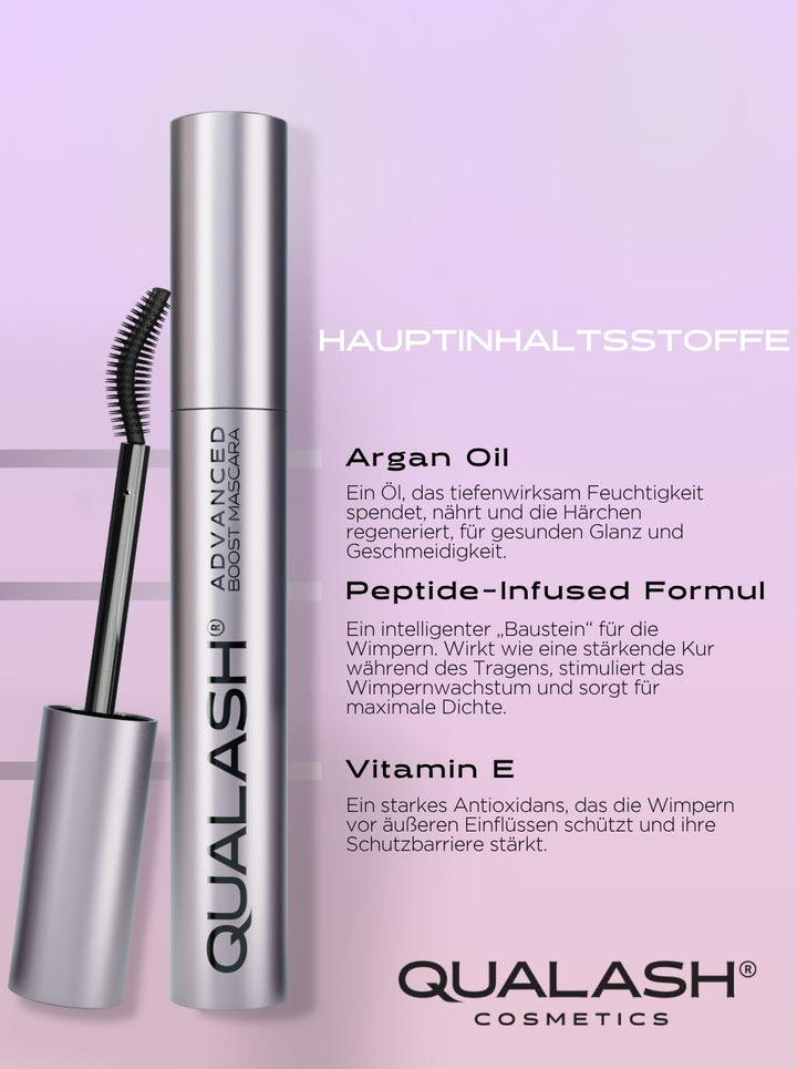QUALASH® Mascara Duo Set mit Wimpernserum-Effekt – Volume Max & Curl & Lift (2×10 ml) | Schwarze Wim