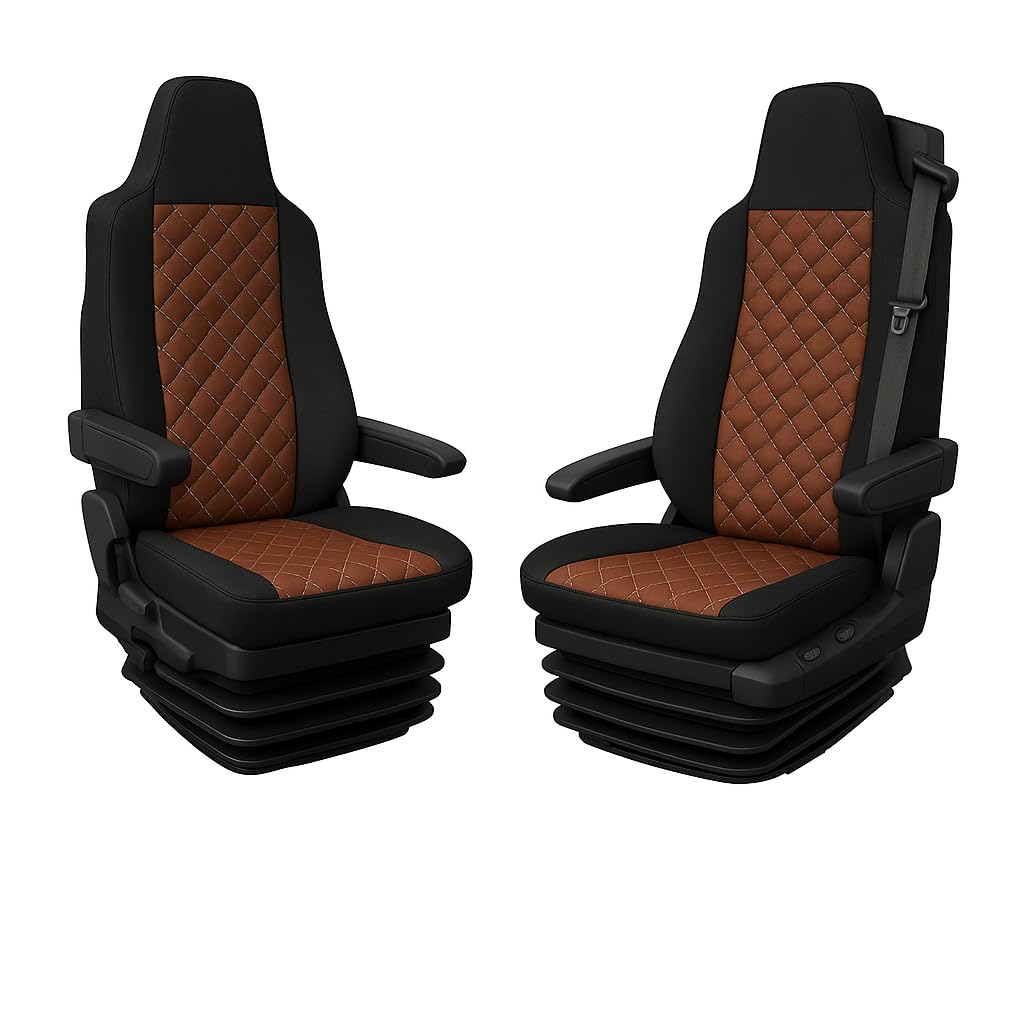 Sitzbezüge-Set für Man TGX TG3 ab 2020 (Braun mit beigenen Nähten), Braun mit beigenen Nähten