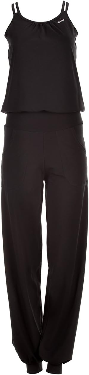 Winshape Damen Jumpsuit WJS1, Fitness Freizeit Sport Yoga Pilates S-LONG Schwarz, S-LONG Schwarz