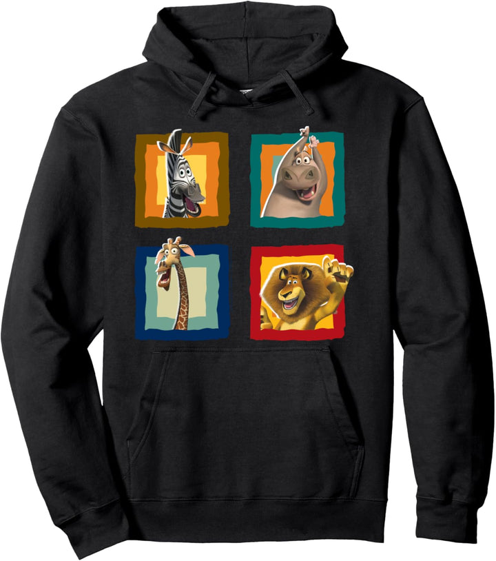Madagascar Group Shot Quad Panel Poster Pullover Hoodie