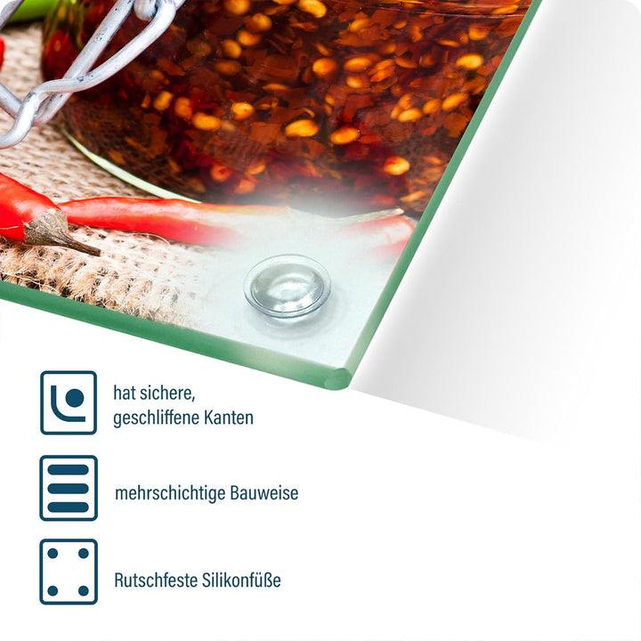 SFArt Herdabdeckung Glas – Gehärtetes Glas Schneidebrett & Ceranfeld Abdeckplatte 1 Teilig 60x65– Hy