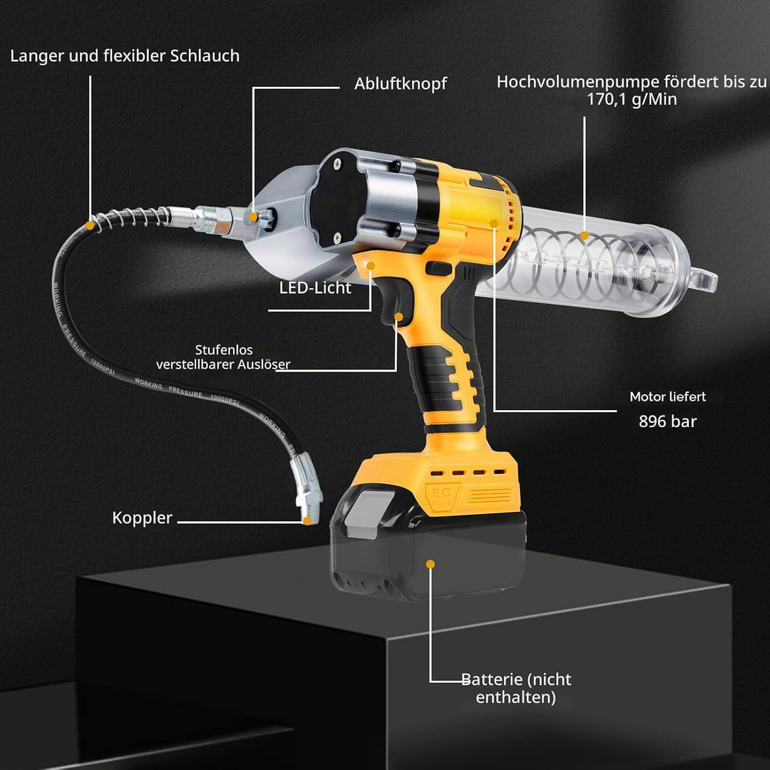 Schnurlose Fettpresse Kompatibel für Dewalt 20V MAX Akku, Bürstenlose 13000 PSI Professionelle Elekt
