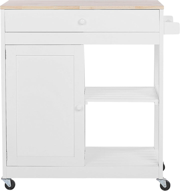 Beliani Praktischer Servierwagen mit Ablage Schublade Schrank Landhausstil weiss Trapani