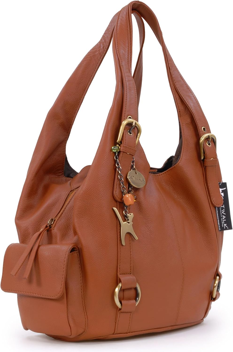 Catwalk Collection Handbags - Leder - Umhängetasche/Schultertasche - ALEX Hellbraun, Hellbraun