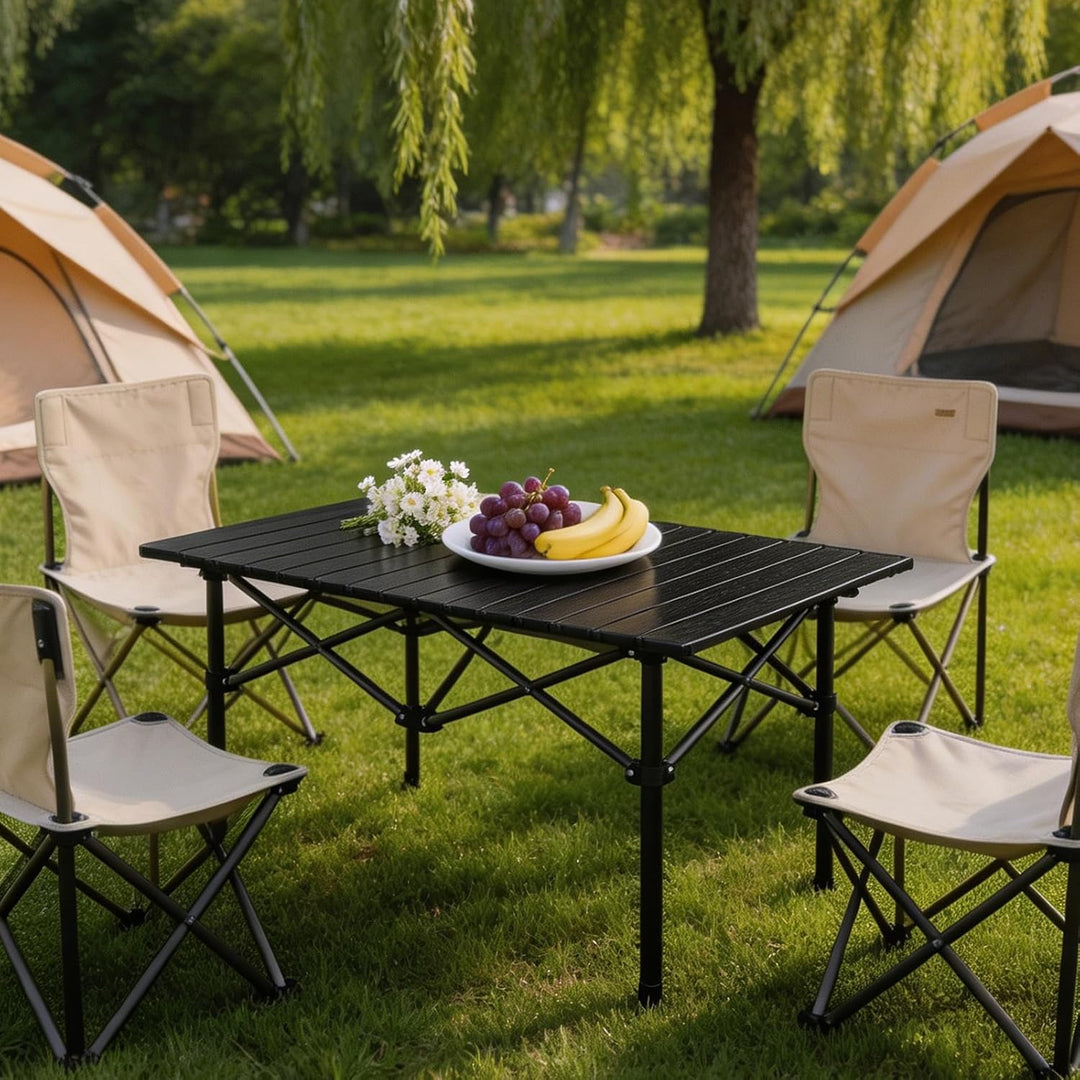 Faltbar Campingtisch klappbar, 95x56x50cm Aufrollbare Tischplatte, Camping Falttisch Tragbar Kohlens