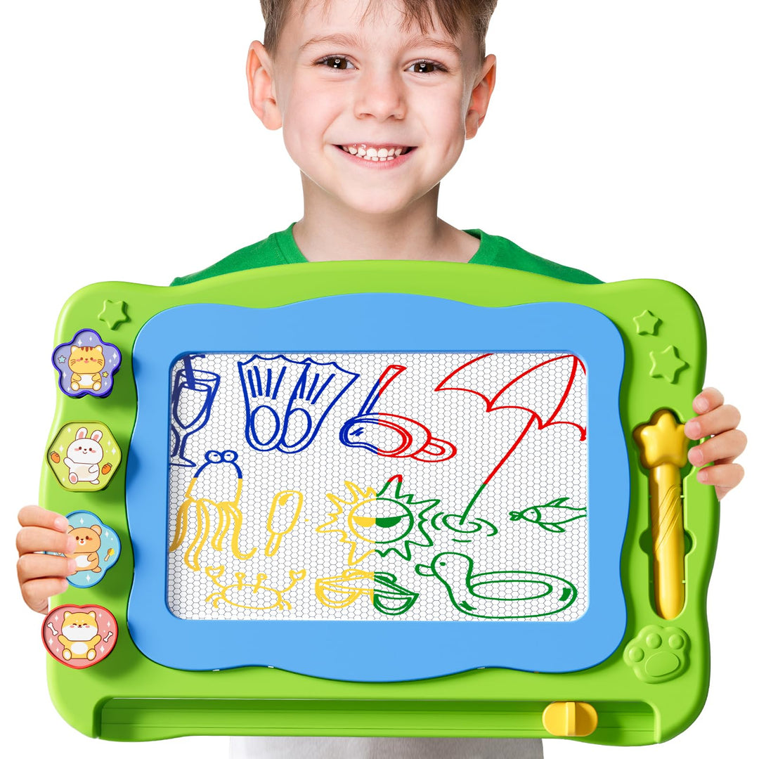 Grosse Magnetisches Zeichenbrett Spielzeug für Kinder Alter 3-7 Jahre, löschbare Doodle Brett mit 4