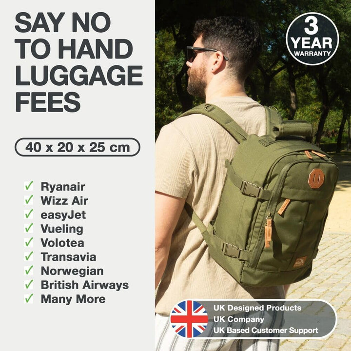 Cabin Max Reiserucksack, 40 x 20 x 25 cm, für Handgepäck – Rucksack mit niedrigem Sitz, geeignet für