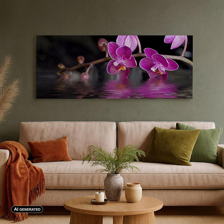Wandbilder Dekoration Wohnzimmer Asien exotisch orchidee blume Panorama Bilder auf Leinwand 120x50cm