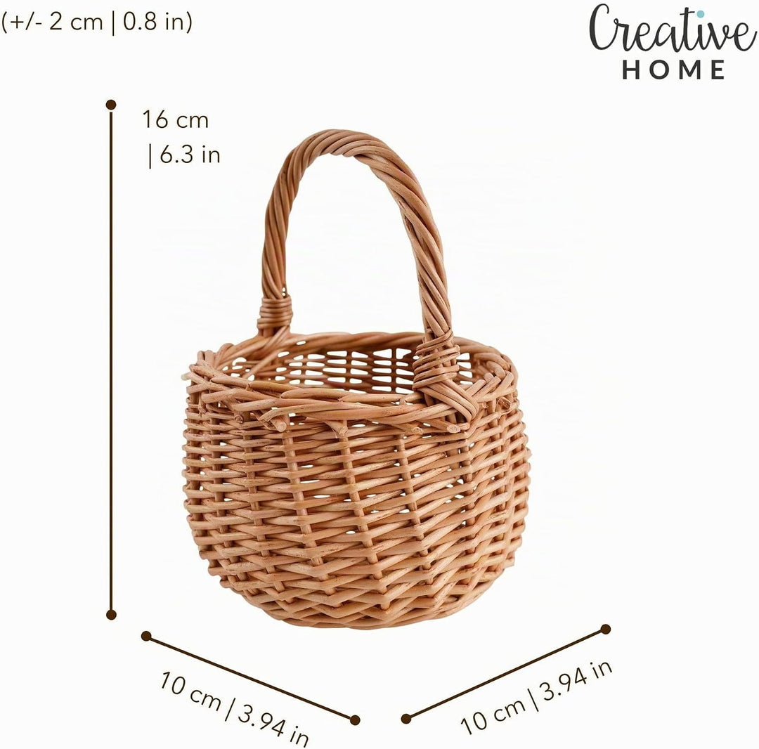 Creative Home Osterkorb Kleiner Weidenkorb mit Henkel | Klein 10 x 10 x 16 cm (+/- 2 cm) | Handgeflo