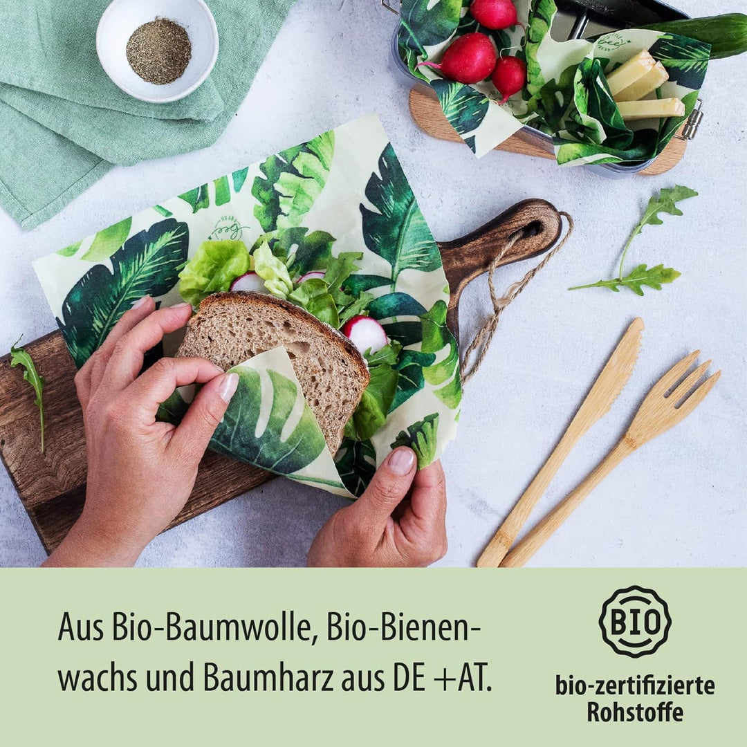 little bee fresh Bio-Bienenwachstücher Starter-Set aus Deutschland - Wachspapier für Lebensmittel -