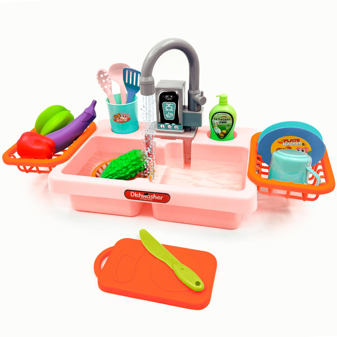 Acelane Küchenspüle Spielzeug Set mit Wasser Recycling Wasserhahn und Waschbecken, Kinder Rollenspie