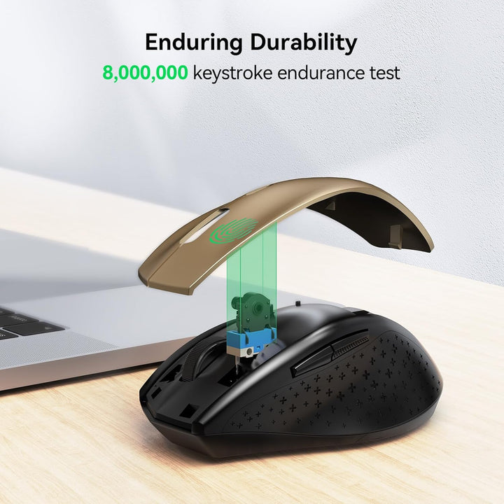 TECKNET Kabellose Maus, 4800 DPI 2.4G Funkmaus mit USB Empfänger, 30 Monate Batterielaufzeit, Optica