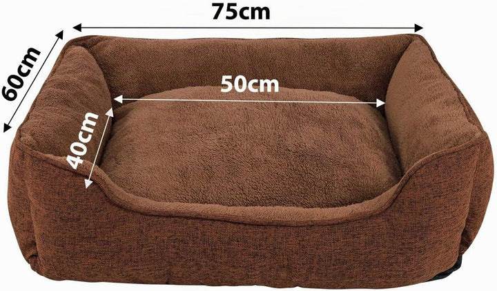 lionto Hundebett meliert Hundekissen Hundekörbchen Bezug abnehmbar, (S) 75x60 cm braun L 75 x B 60 x