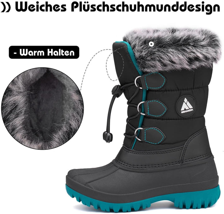 Mishansha Kinder Winterstiefel Gefüttert Wasserdichte Rutschfest Schneestiefel für Mädchen Jungen, G